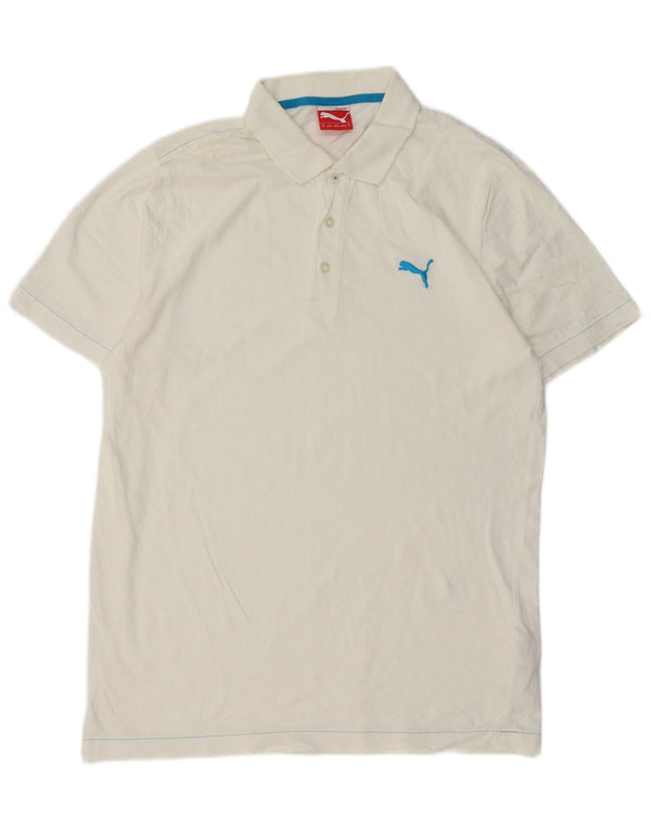 Camisa polo masculina PUMA de algodão branco médio