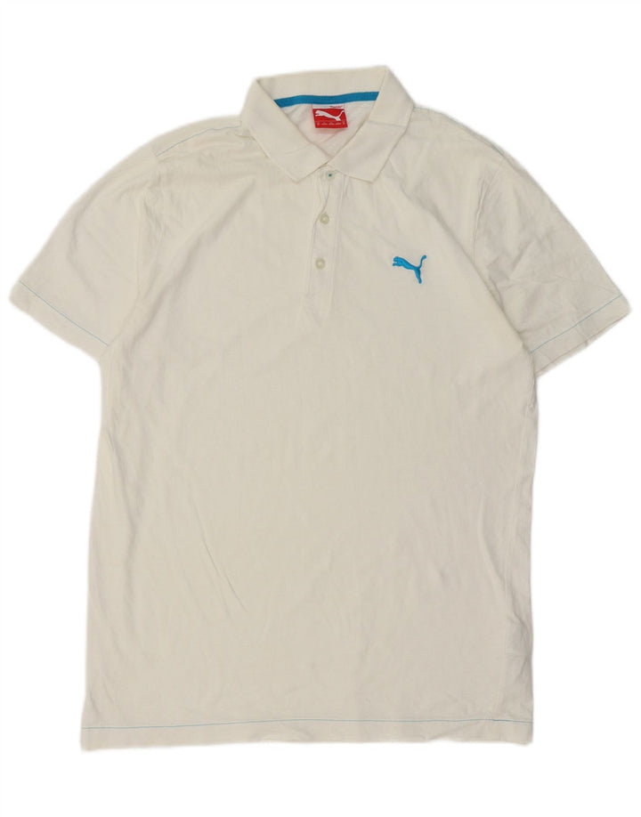 Camisa polo masculina PUMA de algodão branco médio