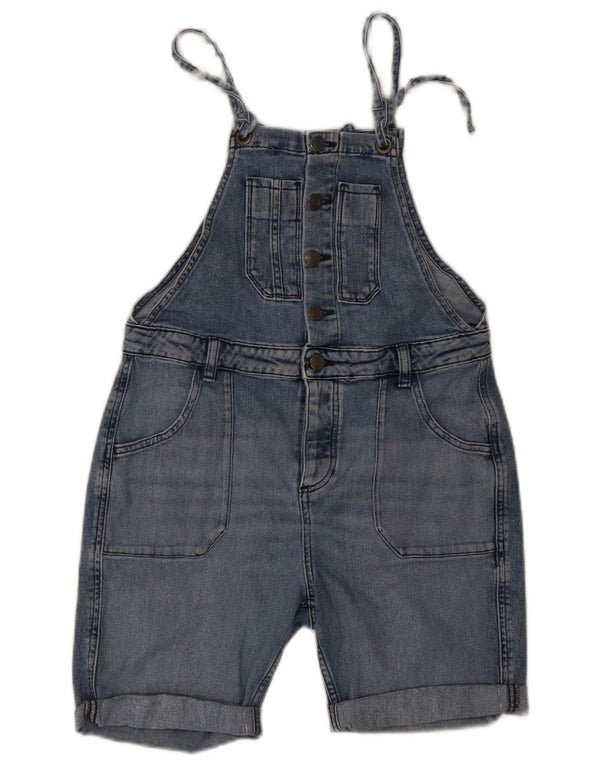 Shorts jeans feminino Fat Face Dungarees Reino Unido 12 médio W30 algodão azul