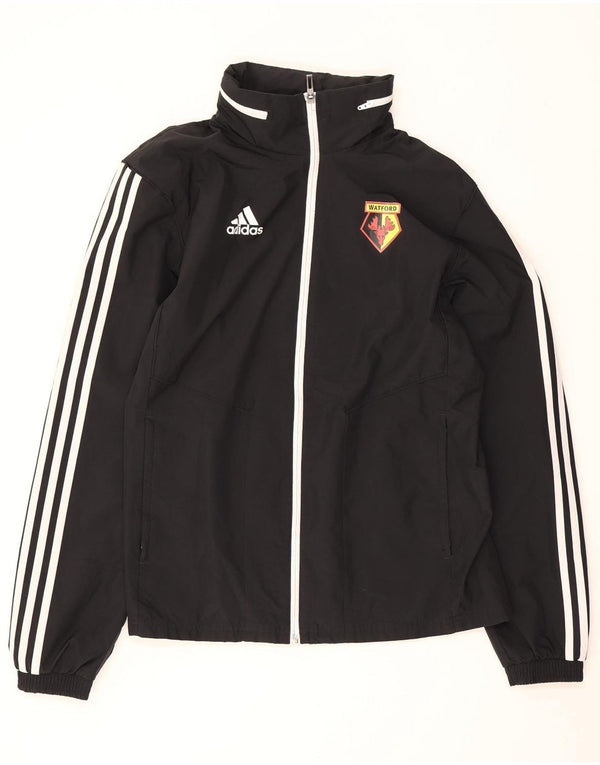 Jaqueta masculina Adidas Watford com capuz e jaqueta pequena de poliéster preto