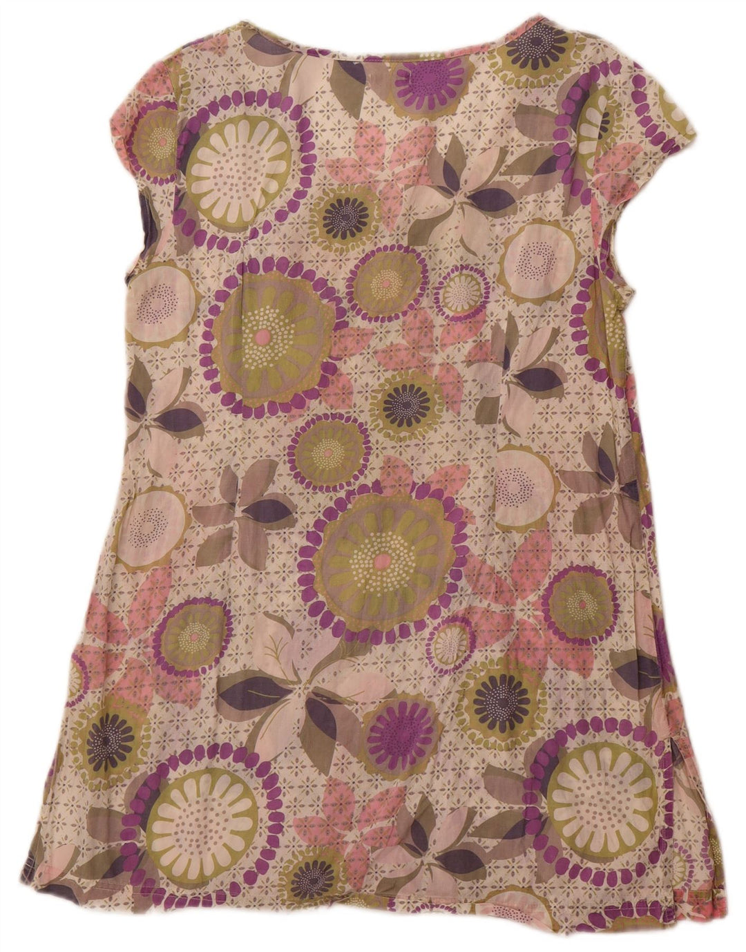 WHITE STUFF Vestido básico feminino Reino Unido 14 algodão floral roxo médio