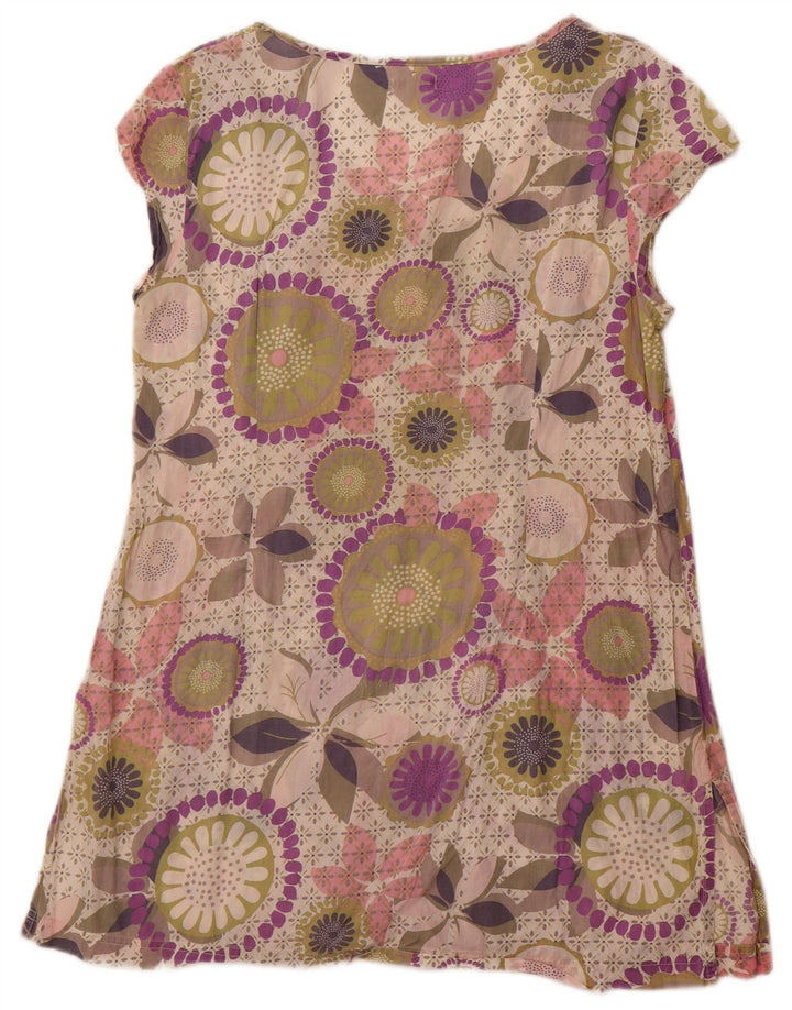 WHITE STUFF Vestido básico feminino Reino Unido 14 algodão floral roxo médio