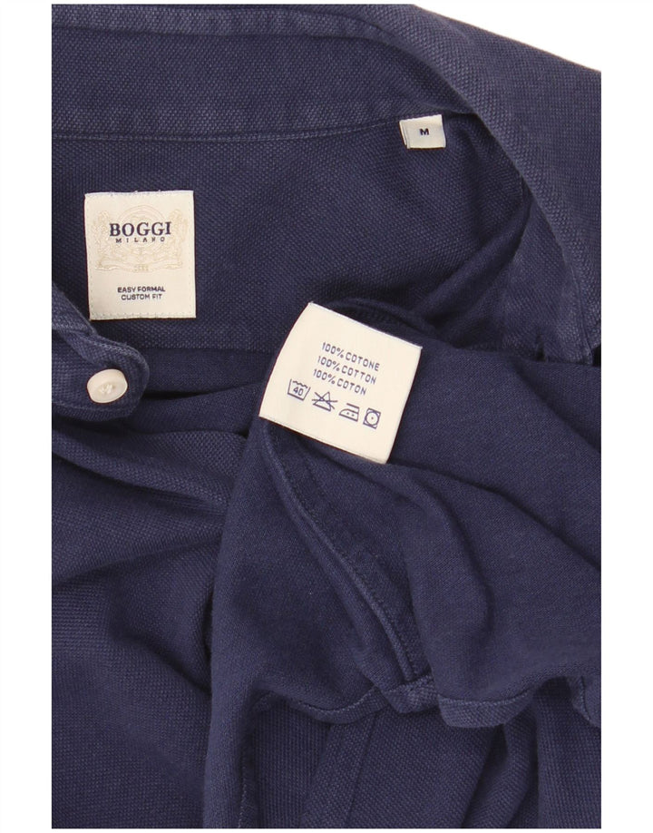 Camisa masculina Boggi Milano médio azul marinho algodão
