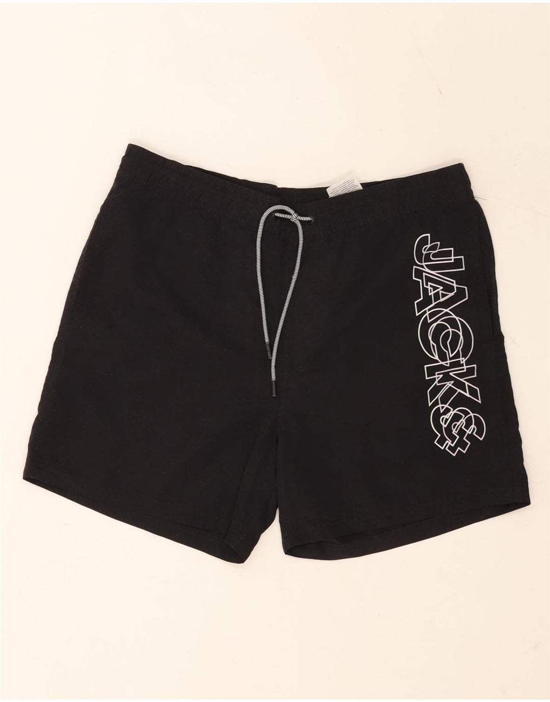 Shorts de natação masculino Jack & Jones gráfico médio preto poliéster