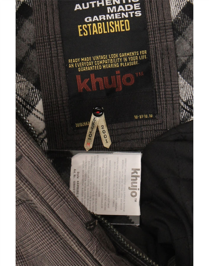 KHUJO Womens Hooded Padded Gilet UK 12 Medium Grey Houndstooth Cotton Vintage KHUJO and Second-Hand KHUJO from Messina Hembry 