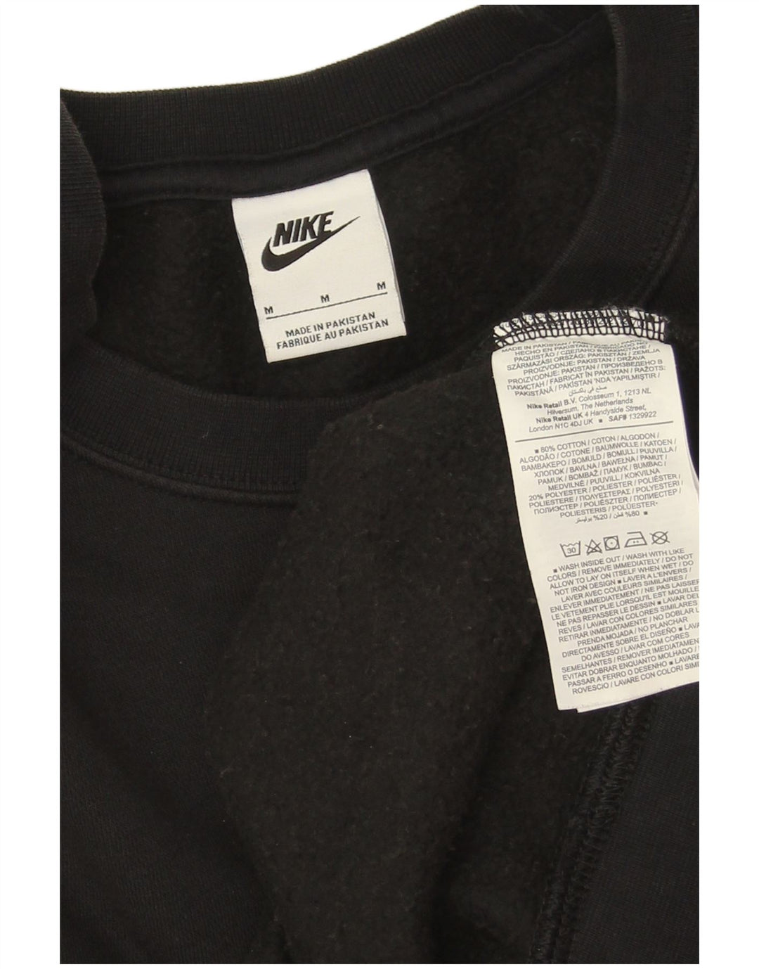 Nike Womens Crop Oversized Moletom Jumper UK 14 Médio Algodão Preto