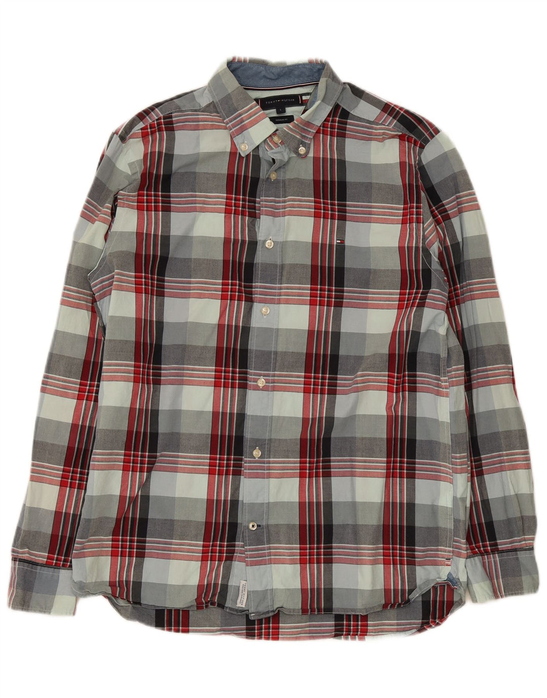 Camisa masculina Tommy Hilfiger Regular Fit grande algodão xadrez multicolorido