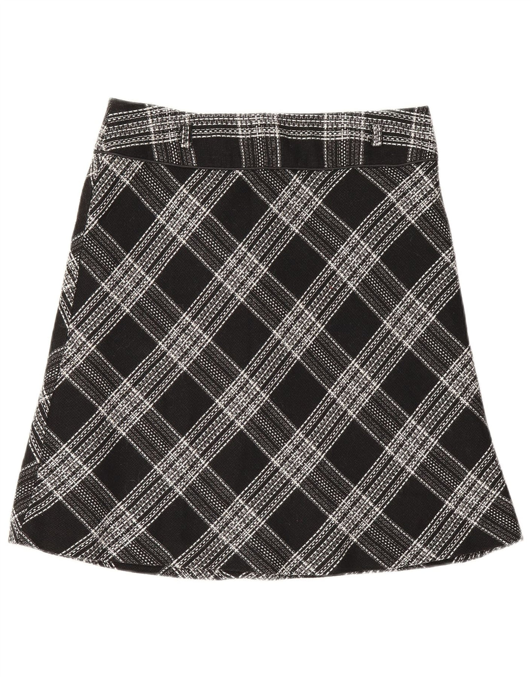 Bay Womens A-Line Saia UK 12 Médio W30 Acrílico Xadrez Preto