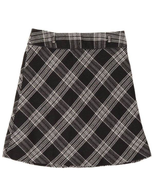 Bay Womens A-Line Saia UK 12 Médio W30 Acrílico Xadrez Preto