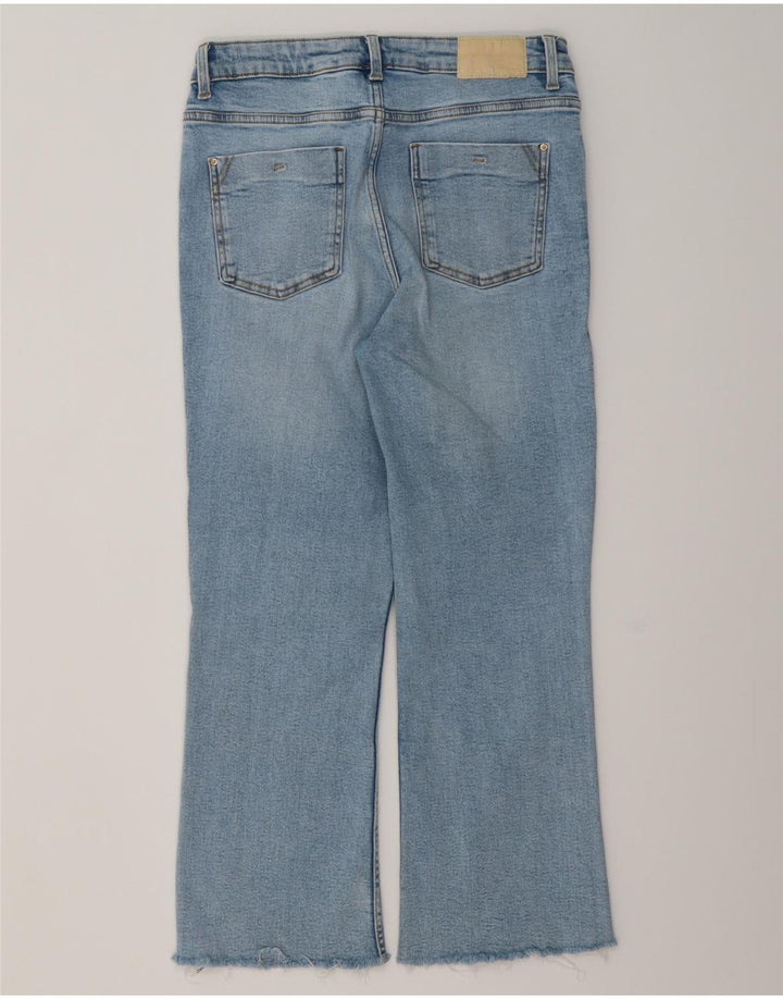 ZARA Calça Jeans Feminina Crop Bootcut EU 40 Médio W30 L25 Azul Algodão