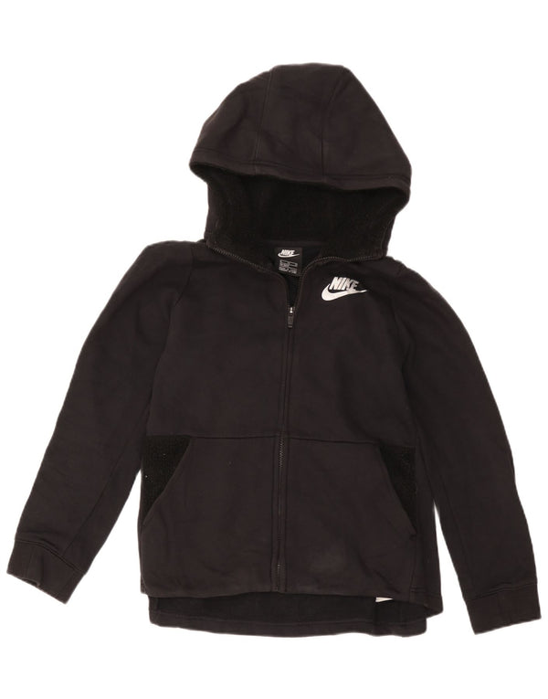 Suéter Nike feminino com capuz e zíper 13-14 anos XL preto algodão