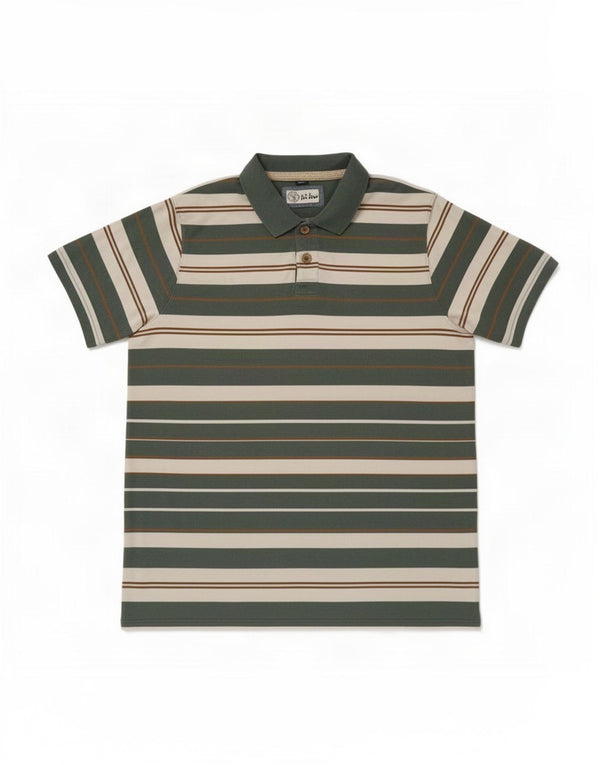Camisa polo masculina Fat Face XL algodão listrado verde