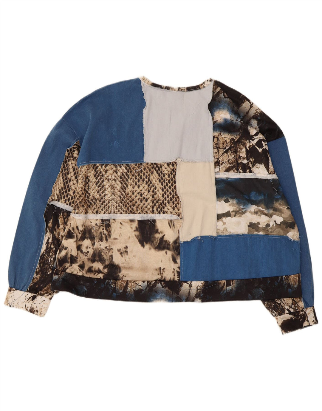 Zara Womens Crop Graphic Top Manga Longa Reino Unido 14 Médio Multicolorido