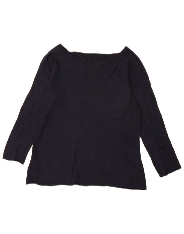 Top feminino Jigsaw manga 3/4 Reino Unido 12 viscose azul marinho médio