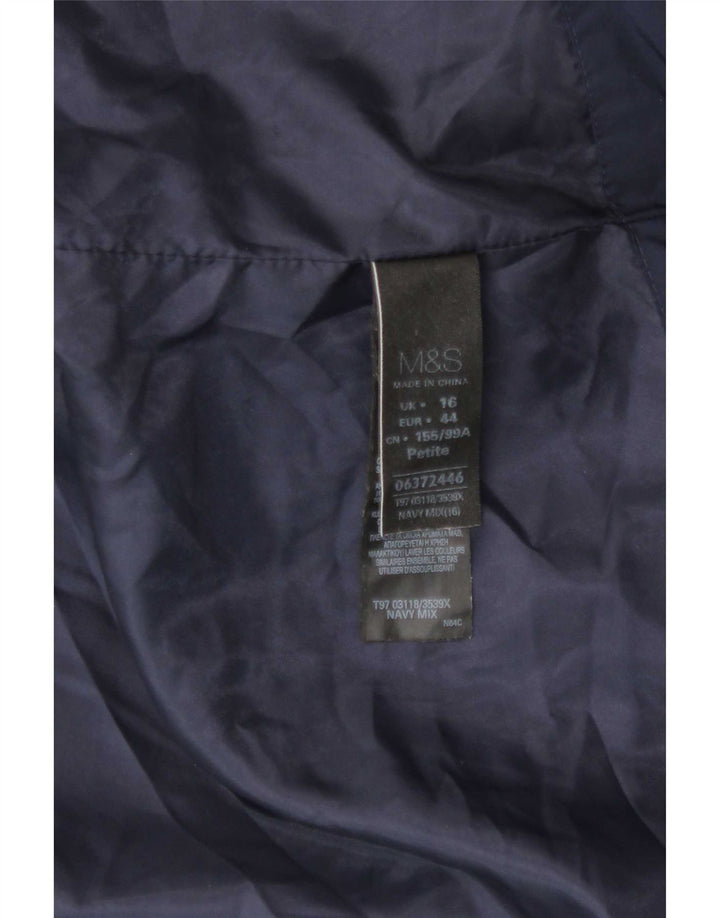 Jaqueta acolchoada feminina Marks & Spencer Reino Unido 16 grande poliéster azul marinho