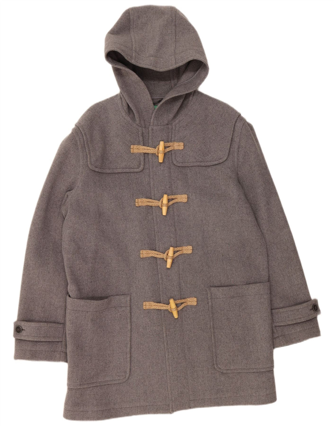 Casaco masculino com capuz BENETTON UK 42 XL lã cinza