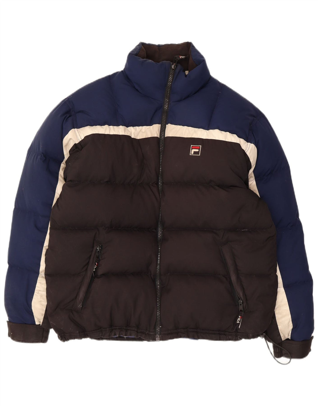 Jaqueta acolchoada masculina Fila UK 36 poliéster colorblock preto pequeno