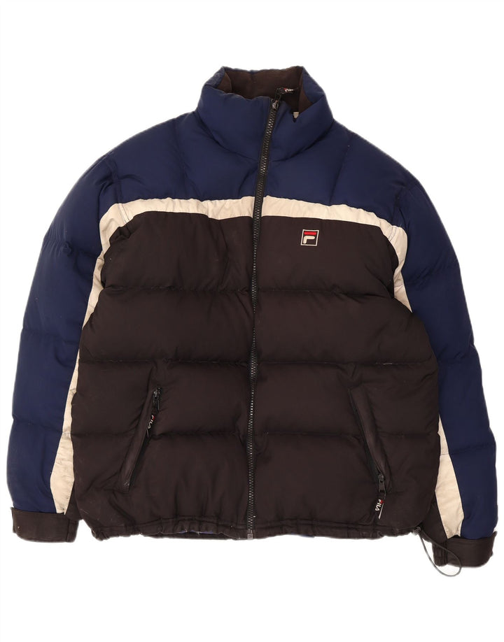 Jaqueta acolchoada masculina Fila UK 36 poliéster colorblock preto pequeno