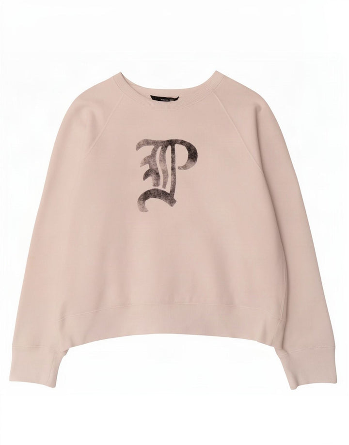 Polo Ralph Lauren moletom gráfico feminino jumper UK 14 médio branco
