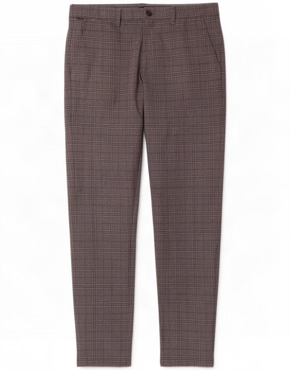 Zara Mens Slim Chino Calças EU 44 Grande W34 L31 Poliéster xadrez cinza