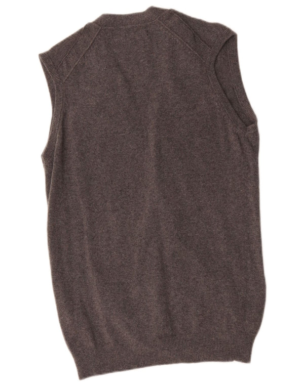 Suéter cardigã masculino sem mangas Massimo Dutti lã cinza médio