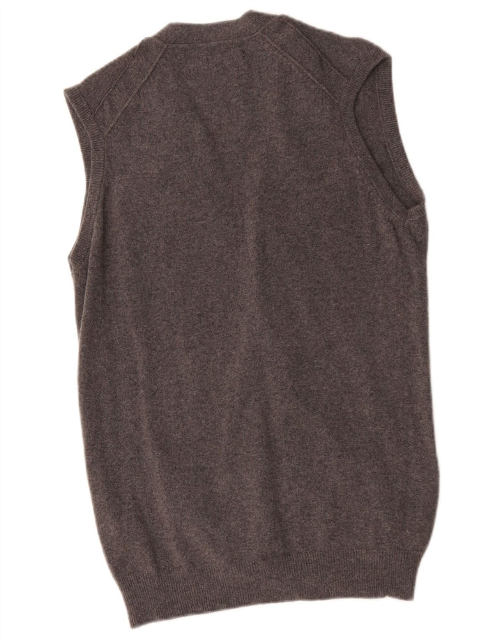 Suéter cardigã masculino sem mangas Massimo Dutti lã cinza médio