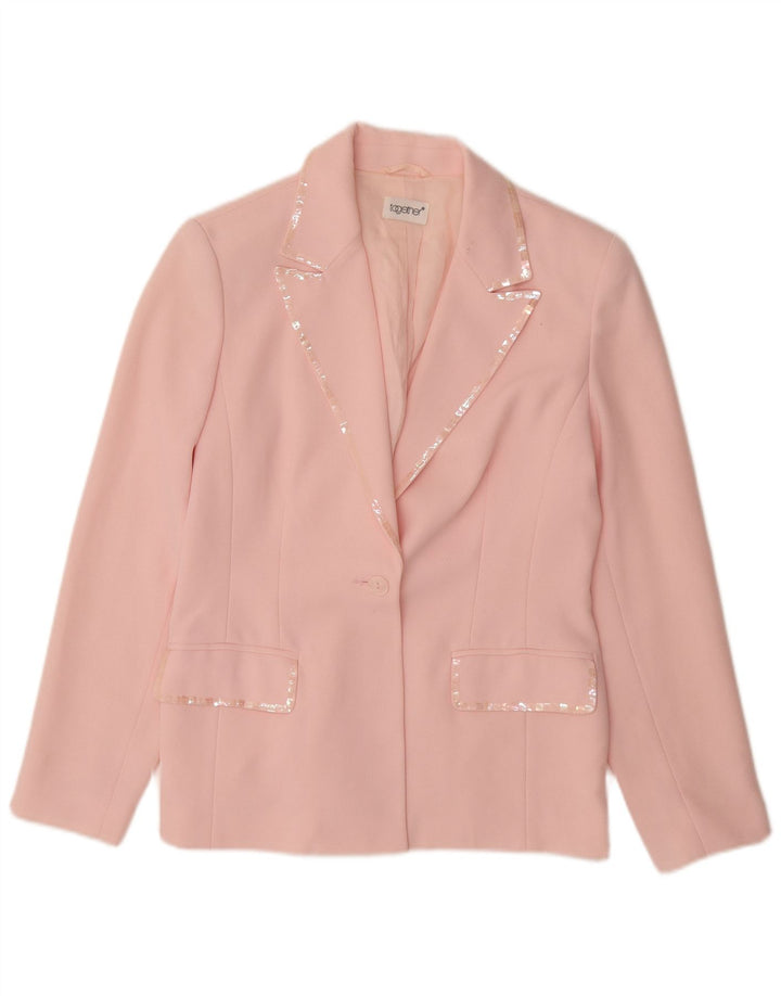 JUNTOS Jaqueta blazer feminina de 1 botão Reino Unido 12 poliéster rosa médio