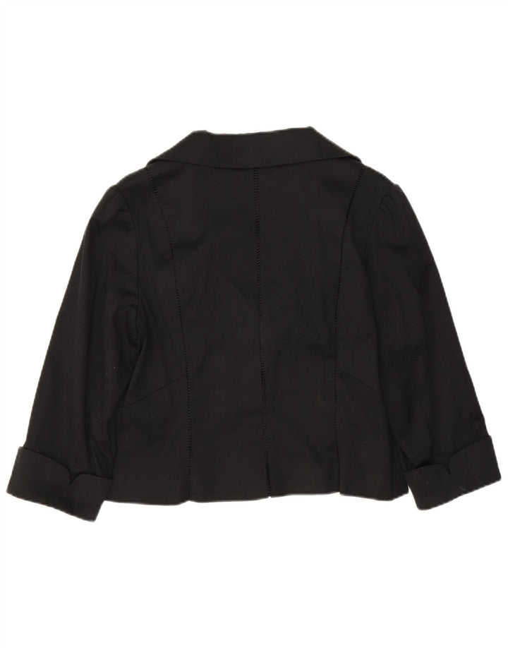 Jaqueta blazer feminina Coast manga 3/4 UK 14 algodão preto médio