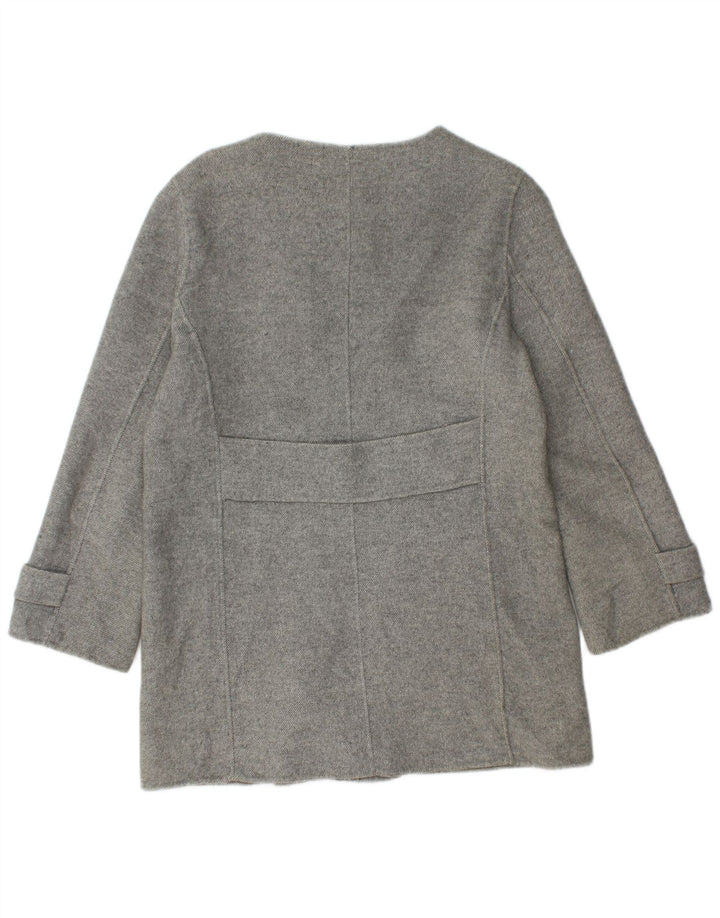 Casaco feminino Zara com peito duplo Reino Unido 12 lã cinza médio