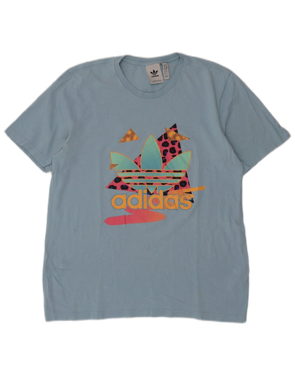 Adidas Mens Graphic T-Shirt Top Médio Algodão Azul