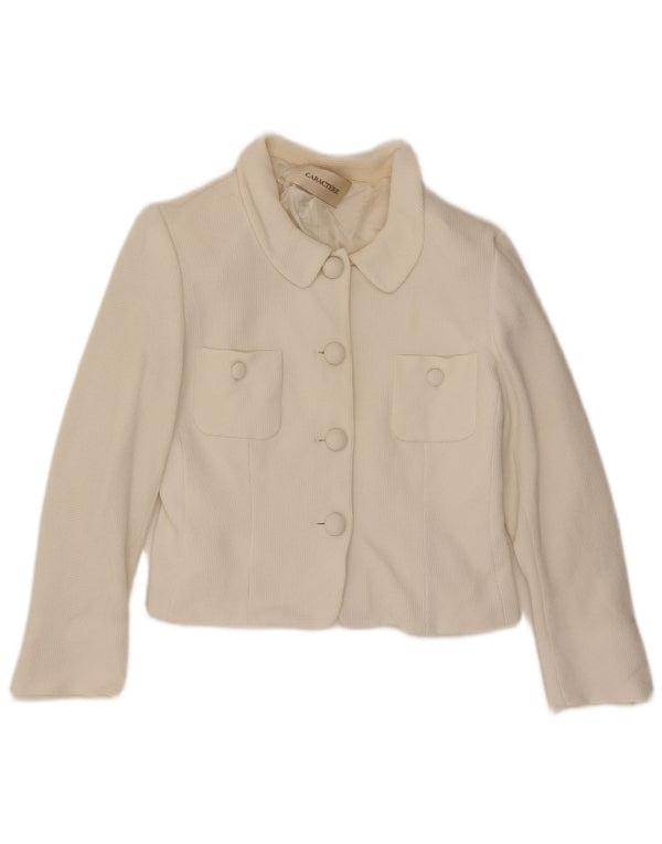 Jaqueta Blazer Feminina Caractere Crop 4 Botões Reino Unido 12 Médio Branco