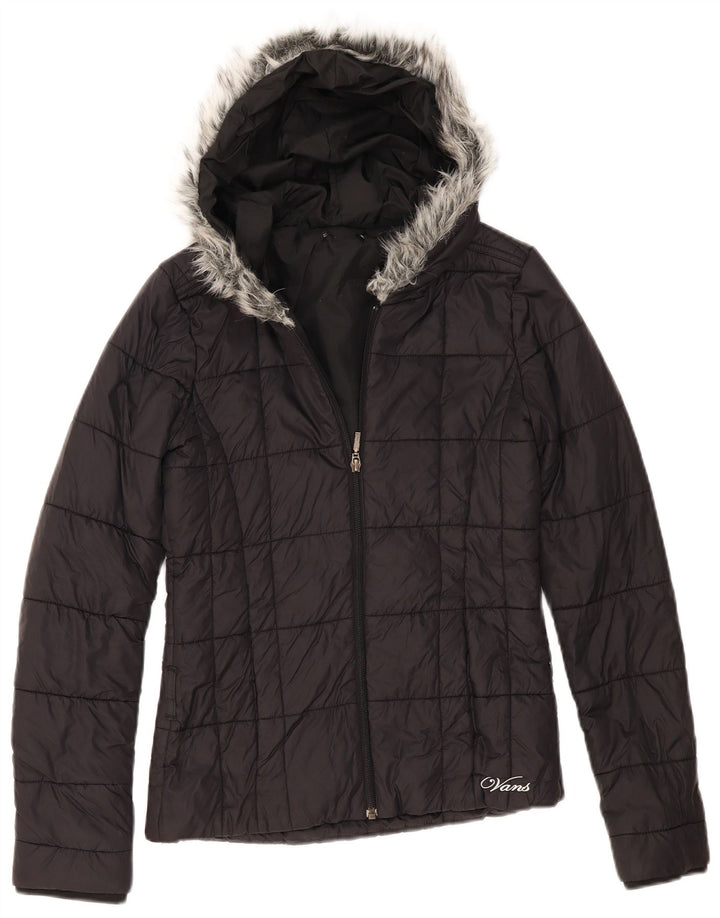 Jaqueta Vans Feminina Com Capuz Acolchoada UK 10 Pequena Preta