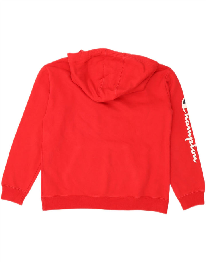 CHAMPION Suéter masculino com capuz gráfico pequeno algodão vermelho