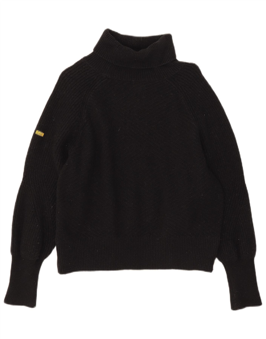 Suéter feminino Barbour com gola alta e gola alta Reino Unido 10 algodão preto pequeno