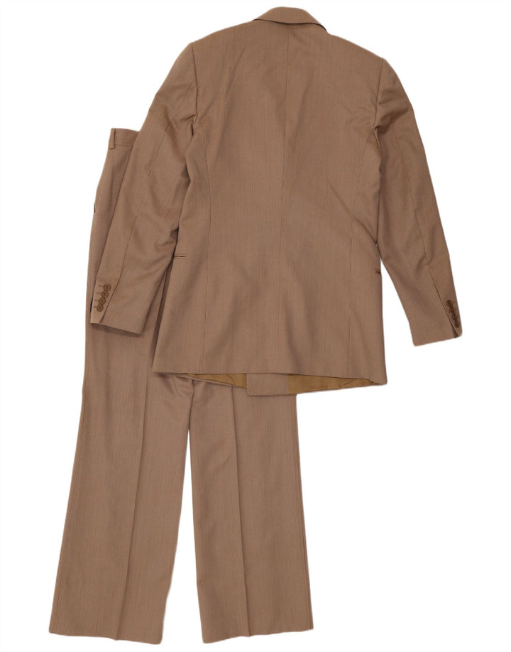 Terno masculino vintage de 2 peças IT 48 médio W30 L32 listrado marrom