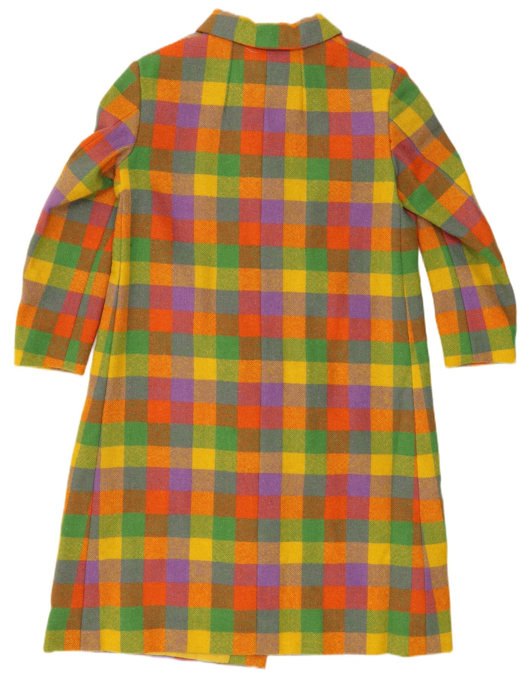 Casaco feminino vintage com peito duplo UK 14 médio multicolorido guingão