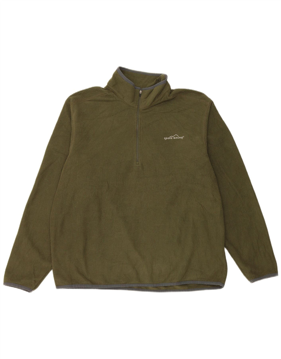 Eddie Bauer Suéter masculino de lã com zíper e gola grande poliéster verde