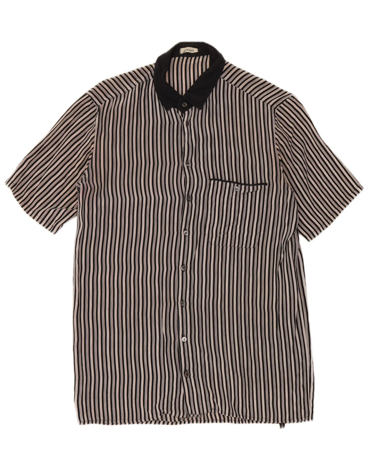 Camisa masculina de manga curta MESSORI pequena seda listrada preta