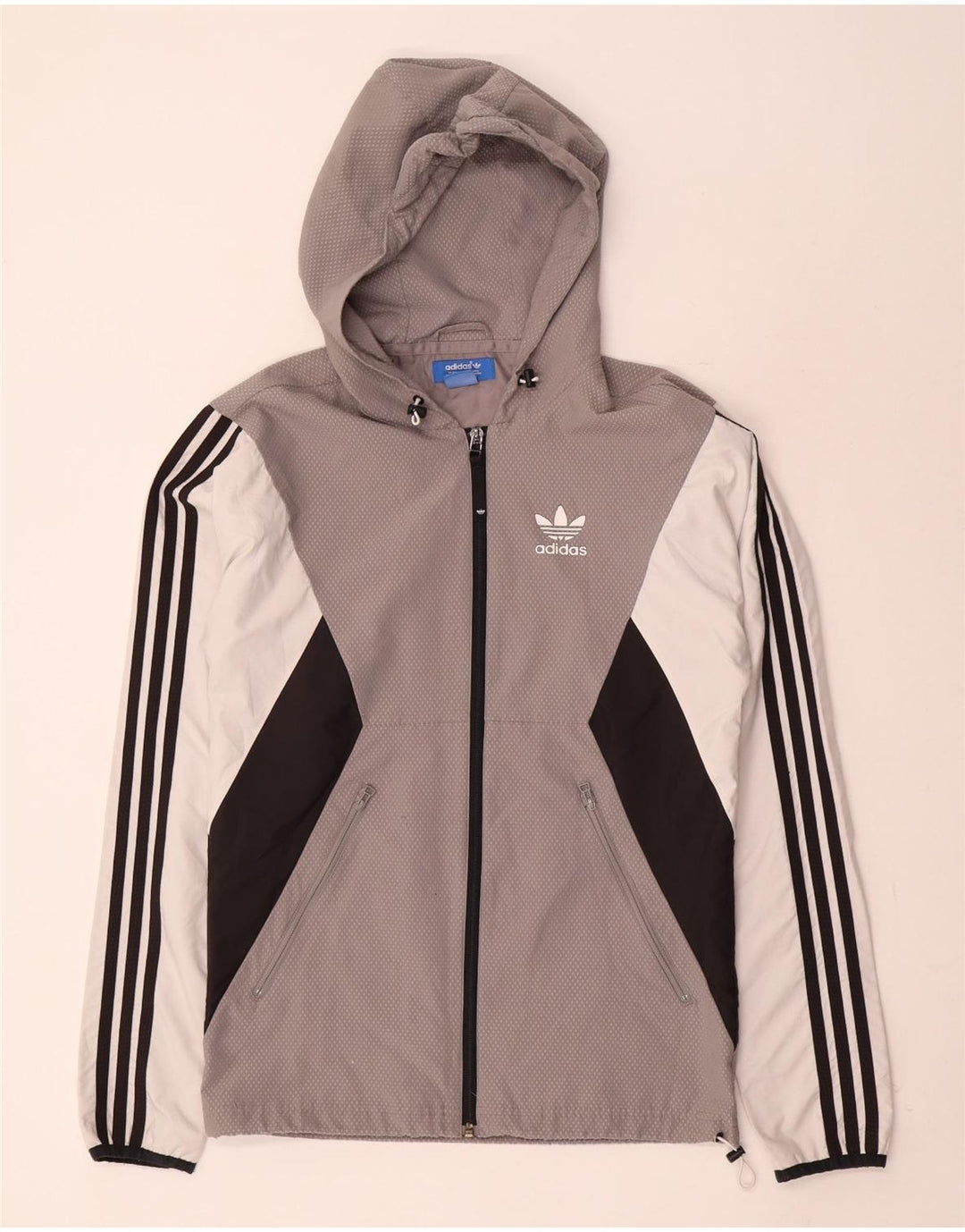 Adidas Mens Hooded Rain Jacket UK 34 XS Cinza Colourblock Poliéster