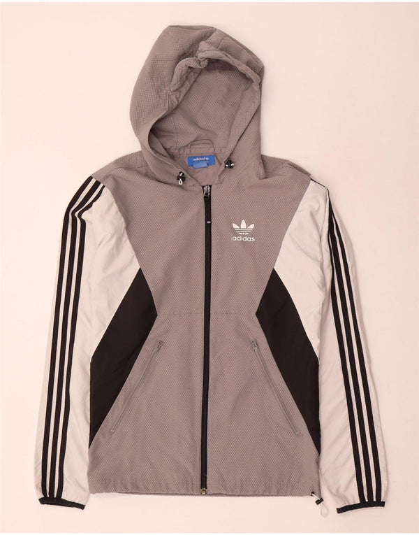 Adidas Mens Hooded Rain Jacket UK 34 XS Cinza Colourblock Poliéster