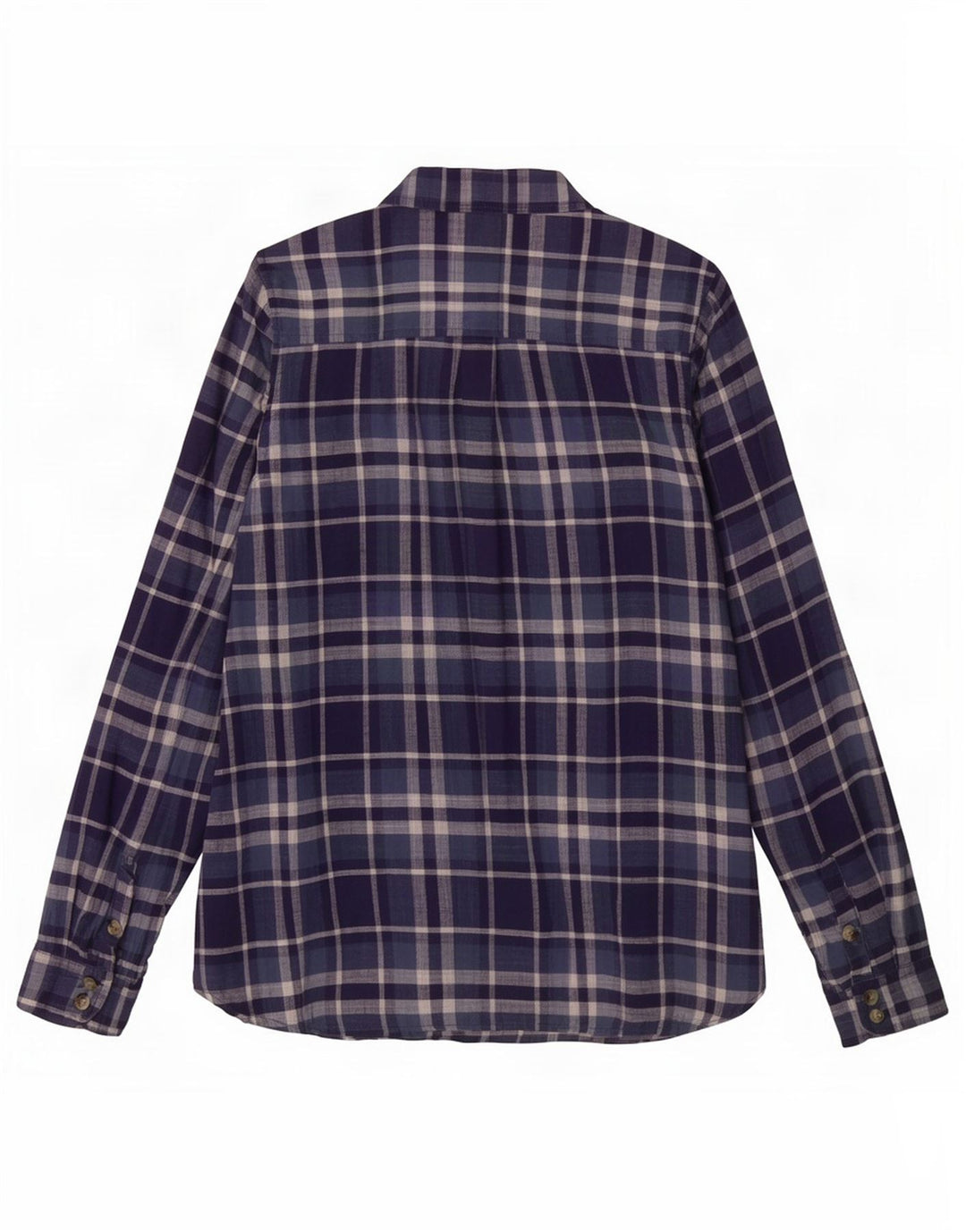 Camisa feminina clássica Fat Face UK 12 algodão xadrez médio azul marinho