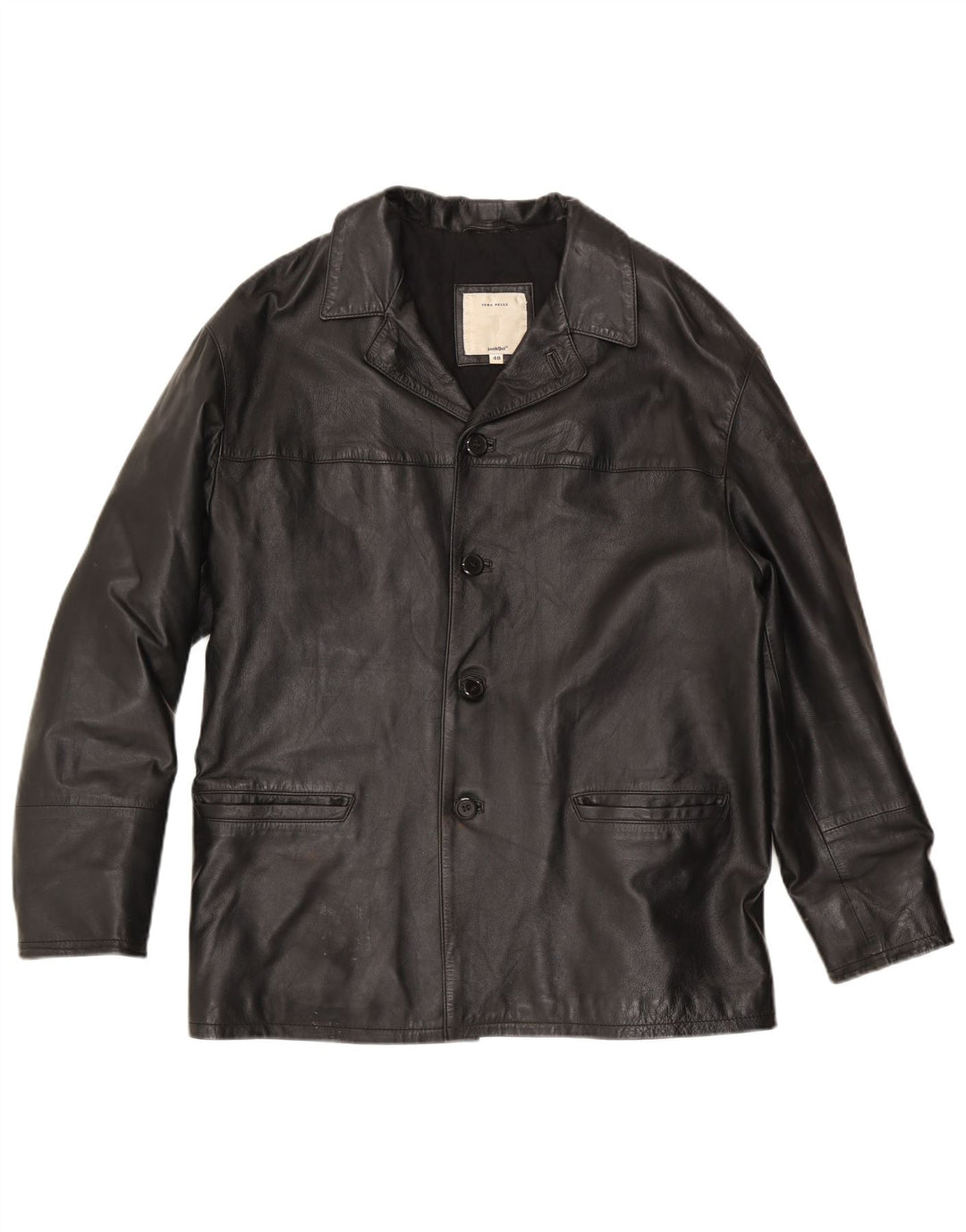 Jaqueta blazer masculina de couro com 4 botões da Conbipel IT 48 couro preto médio