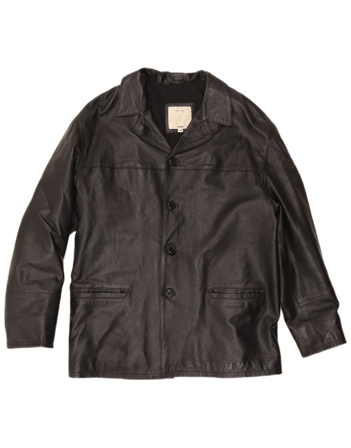 Jaqueta blazer masculina de couro com 4 botões da Conbipel IT 48 couro preto médio