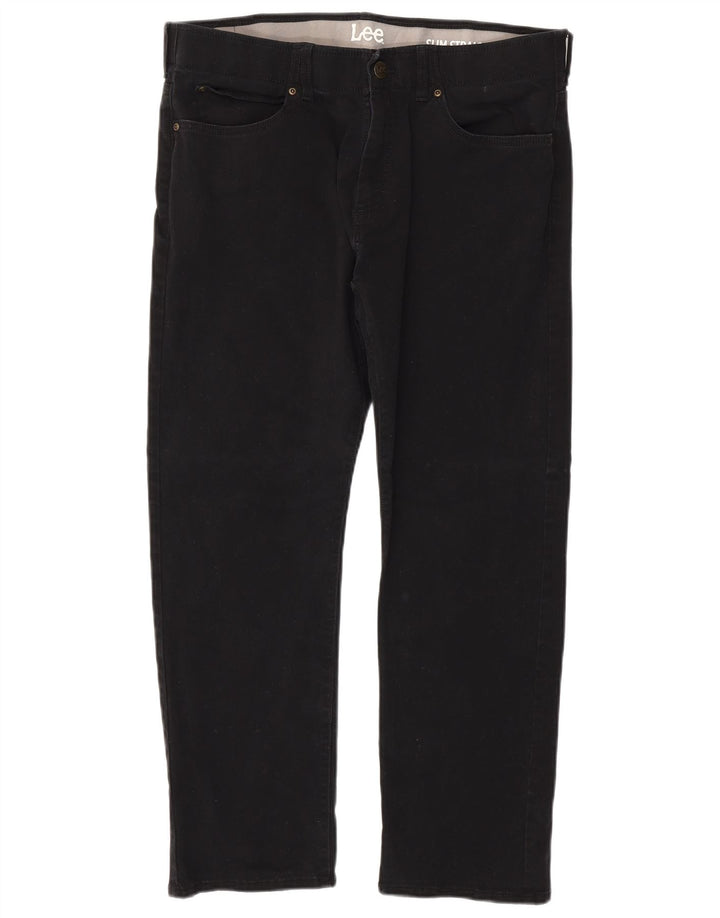 LEE Mens Slim Straight Calça Casual W36 L29 Algodão Preto