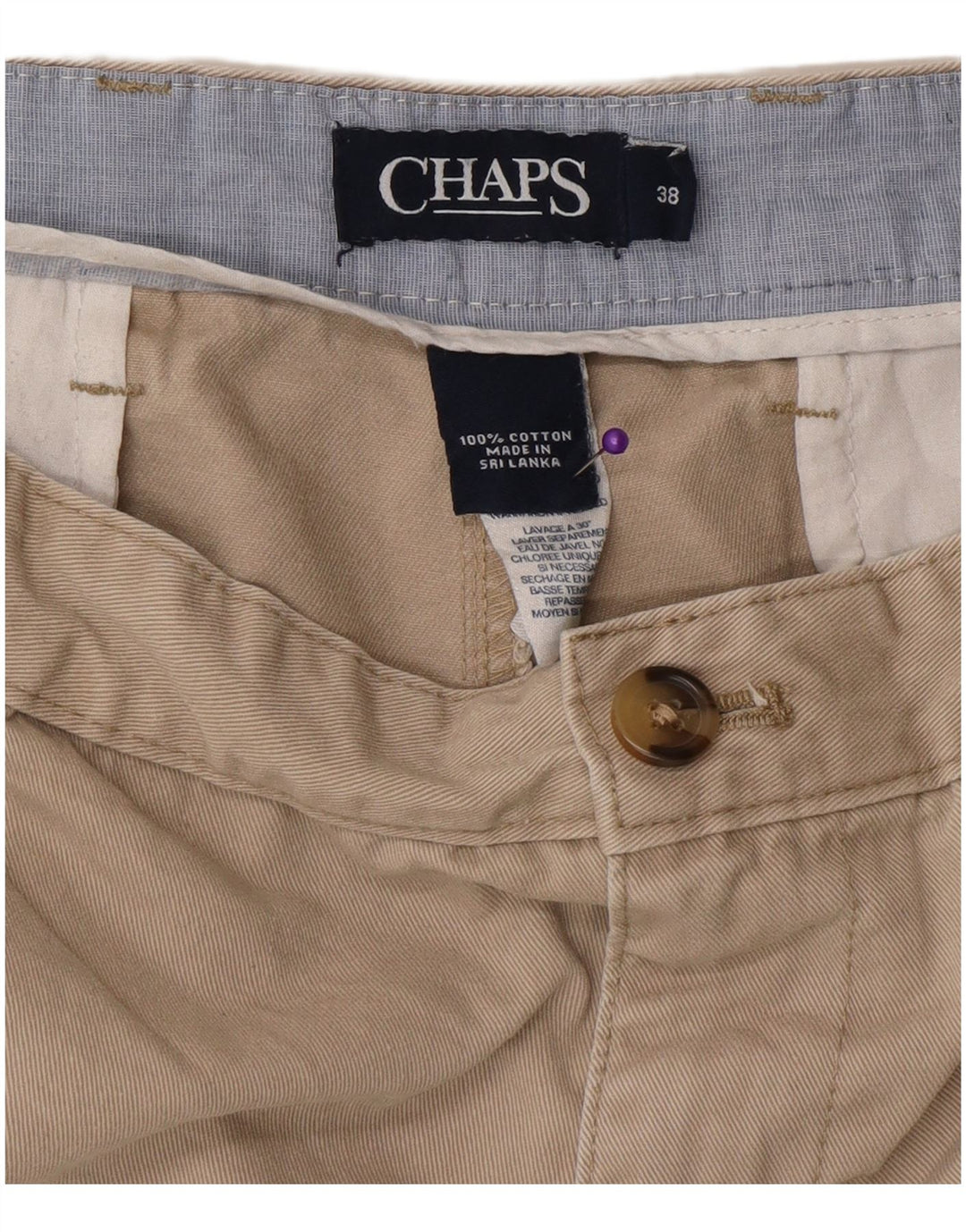 Shorts Chino Masculino Chaps W38 XL Algodão Bege
