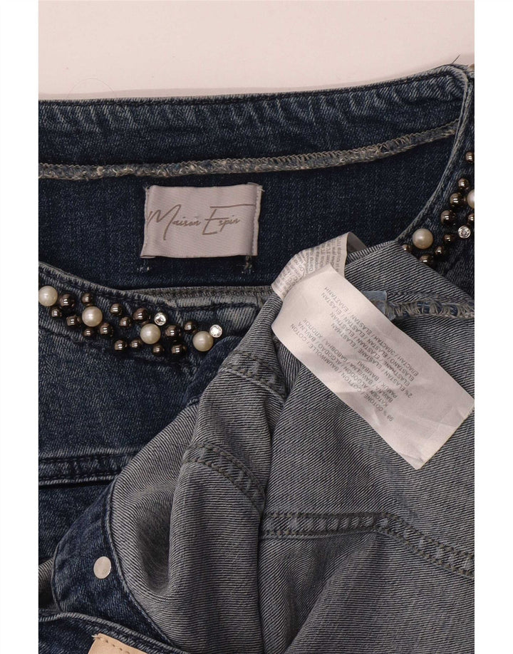 Jaqueta jeans vintage feminina UK 18 XL algodão azul