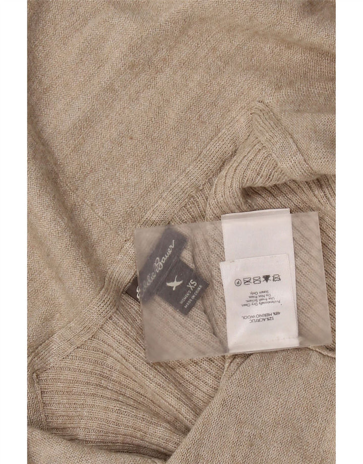 Suéter cardigã aberto feminino EDDIE BAUER Reino Unido 6 XS bege acrílico