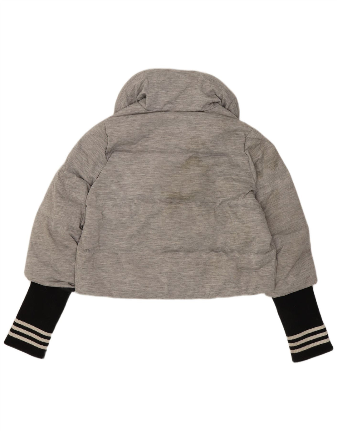 Jaqueta Adidas Feminina Crop Padded UK 14 Cinza Médio Colourblock Poliamida