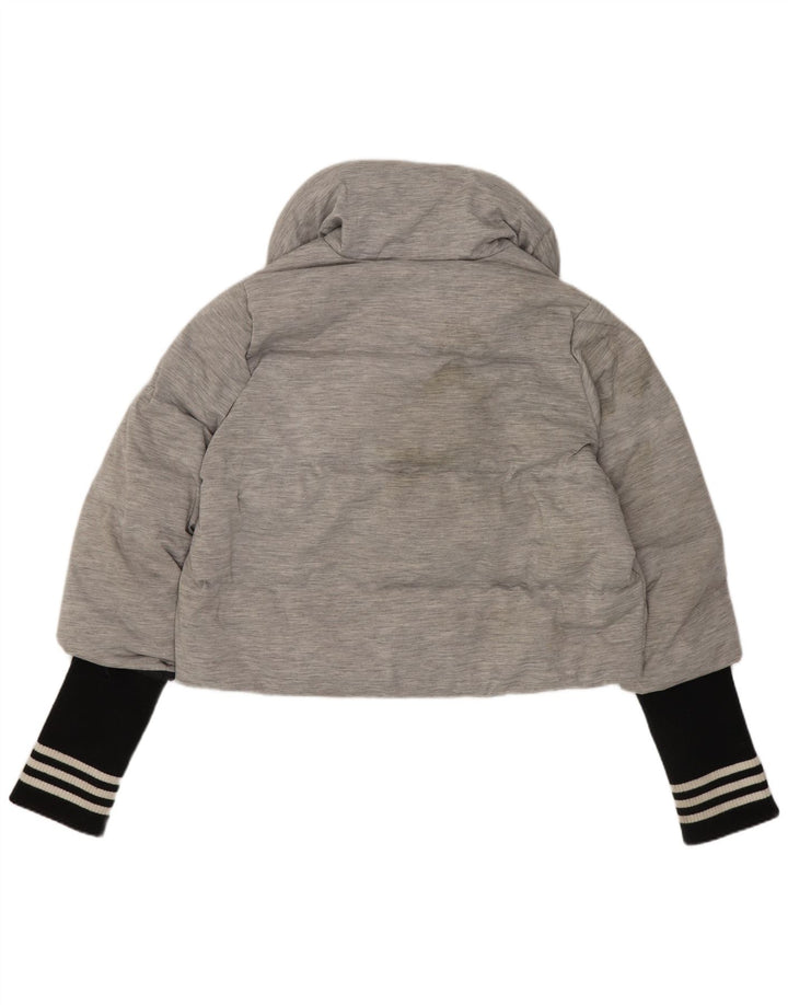 Jaqueta Adidas Feminina Crop Padded UK 14 Cinza Médio Colourblock Poliamida