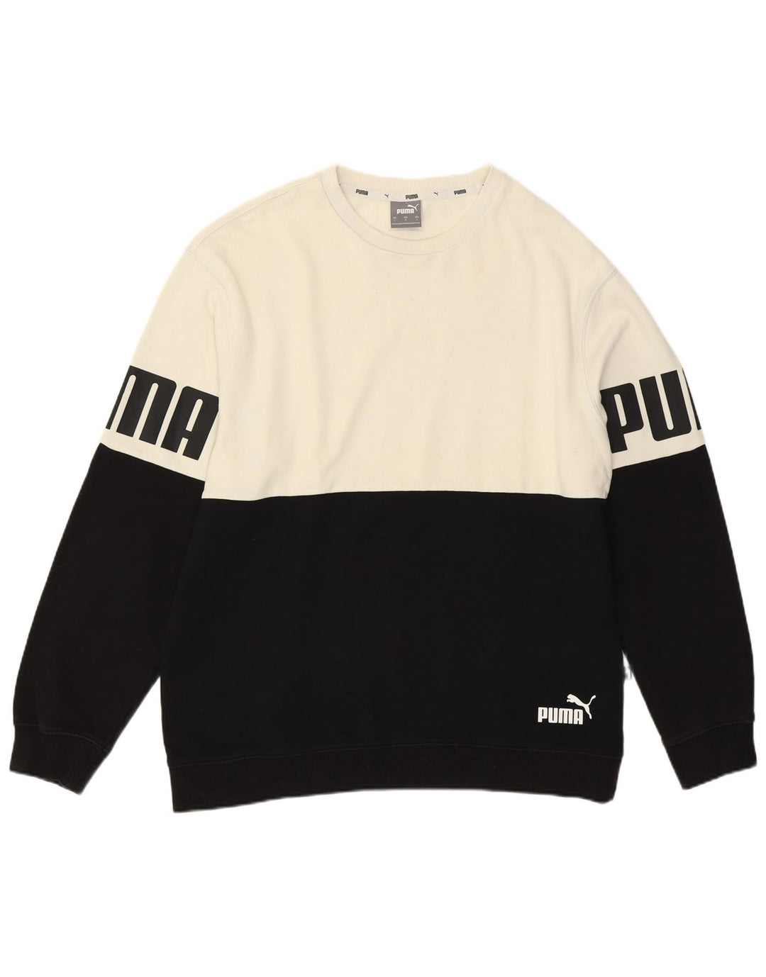 Puma moletom gráfico masculino jumper grande branco colorblock algodão